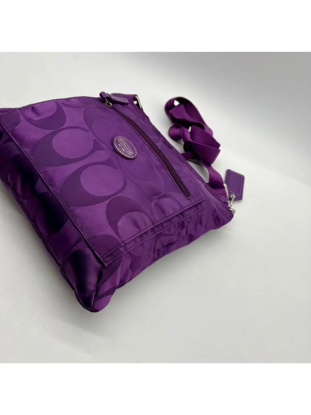 Coach Purple Monogram Print Nylon Crossbody